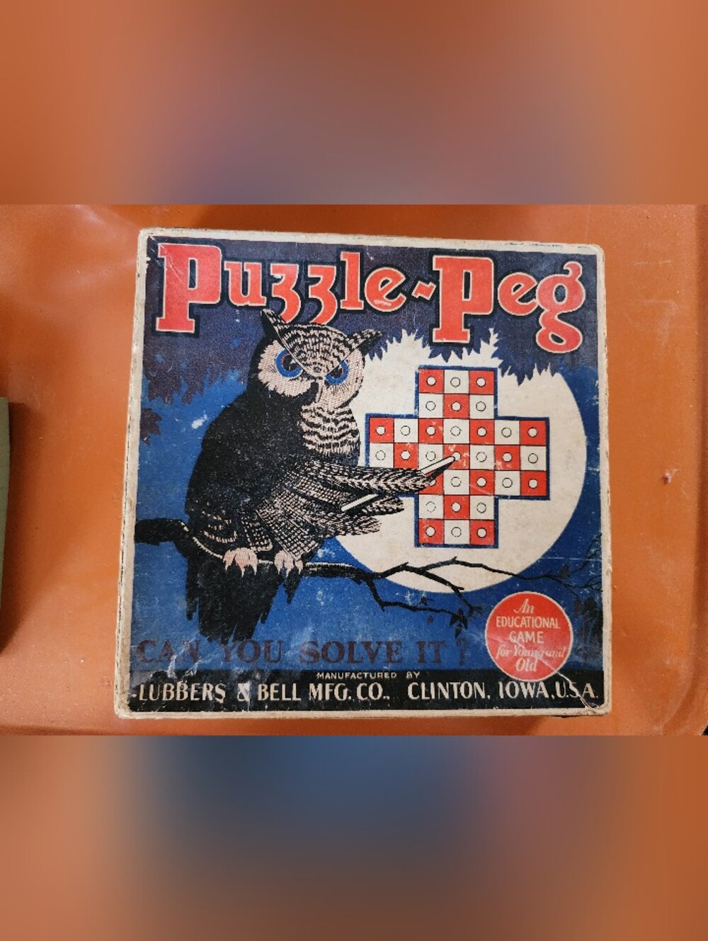 Vintage 1929 Puzzle-Peg Game. Educational game No Missing pieces.